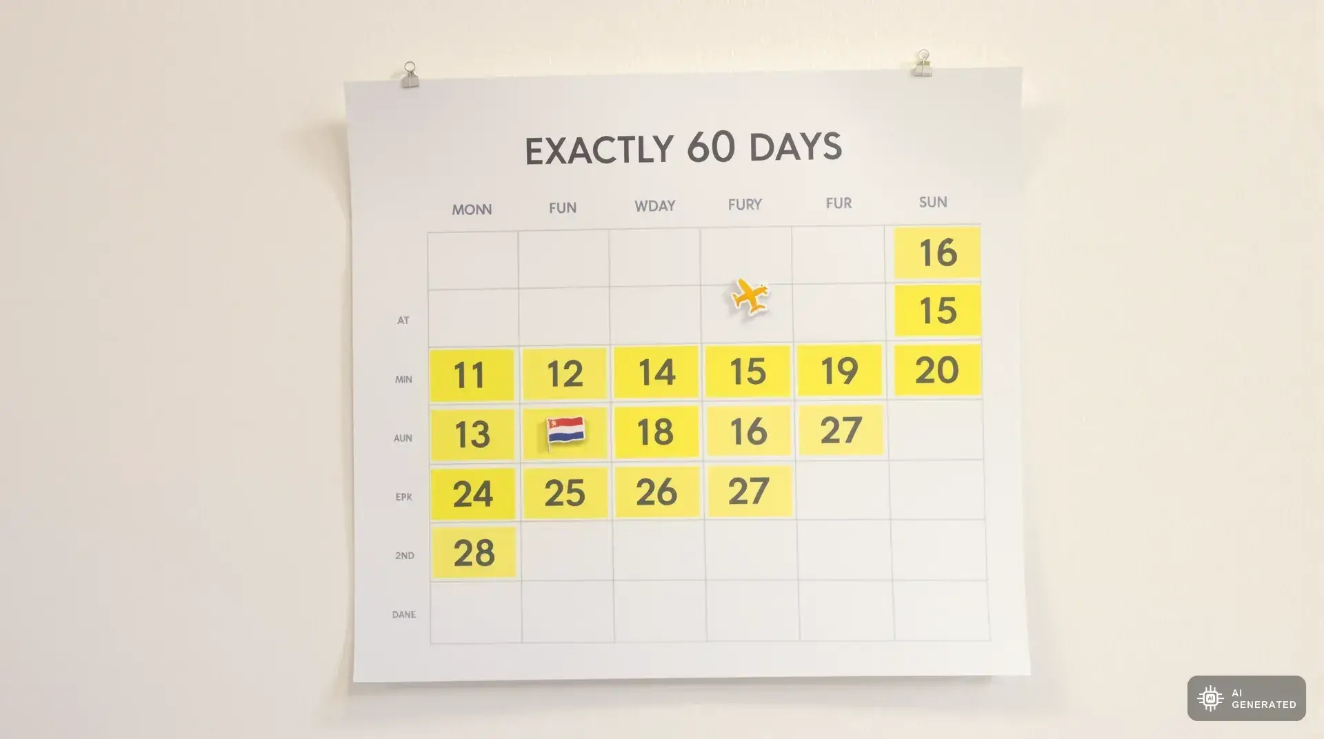 Zypern Mindestaufenthalt: Die 60-Tage-Regel erklärt 2 Zypern Mindestaufenthalt 60 Tage Regel - Kalender mit markierten Tagen
