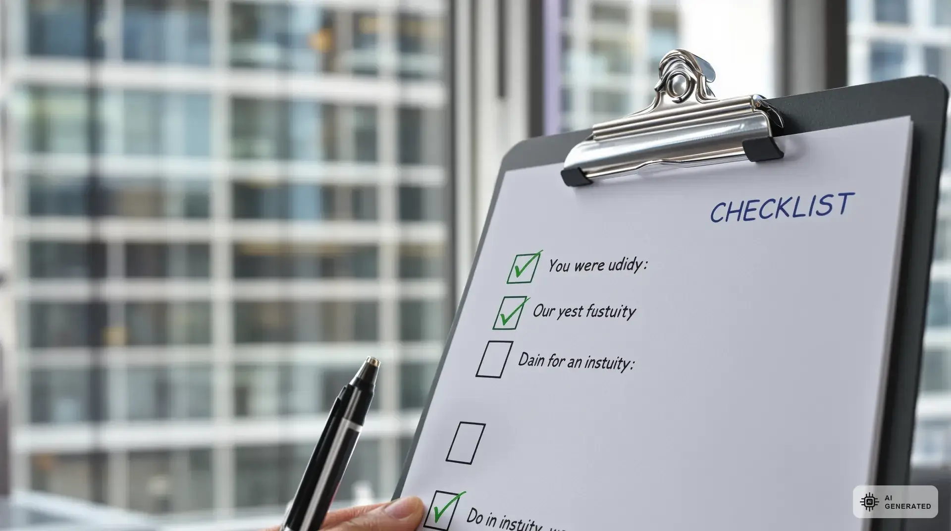 Anforderungen an Geschäftsleitung und Betriebsstätte 2 Anforderungen Geschäftsleitung und Betriebsstätte - Checkliste mit grünen Häkchen.