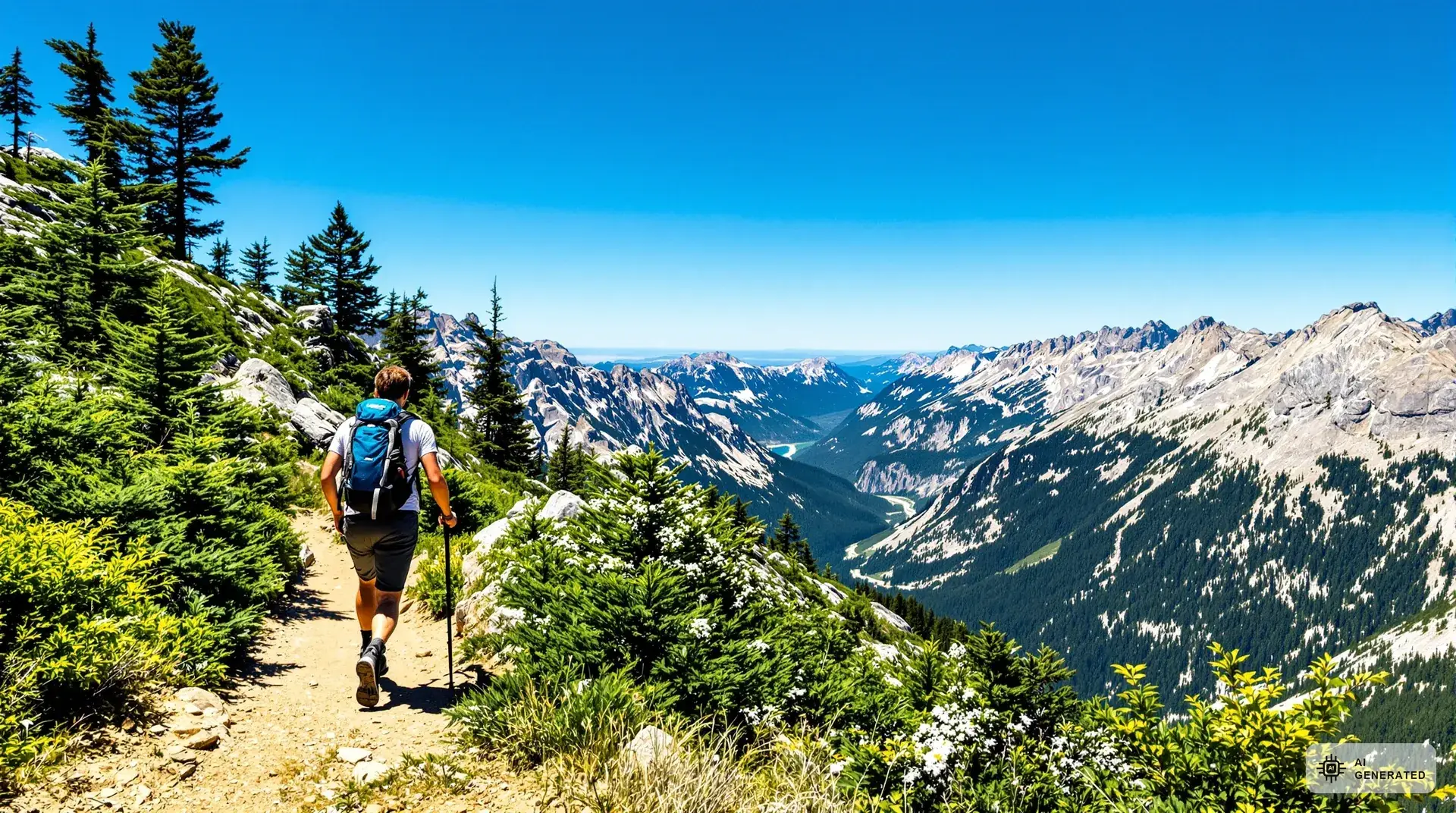 Wandern auf Zypern: Routen, Tipps & Highlights 2 Wandern auf Zypern - Wanderer auf Bergpfad im Troodos-Gebirge