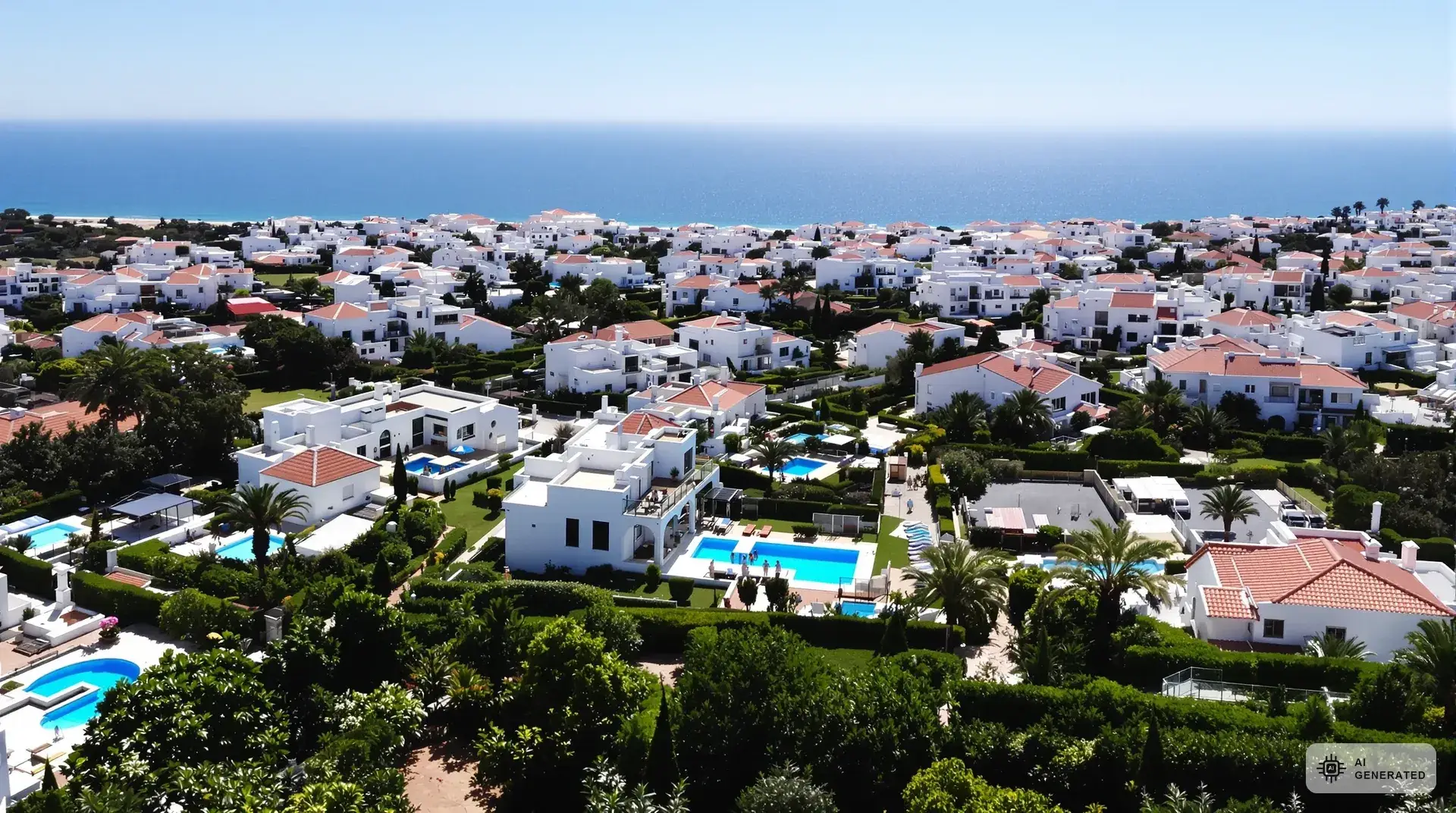 Wohnorte in der Nähe von Paphos - Der große Überblick 2 Wohnorte in der Nähe von Paphos - Luftaufnahme Wohnviertel mit Villen und Pools