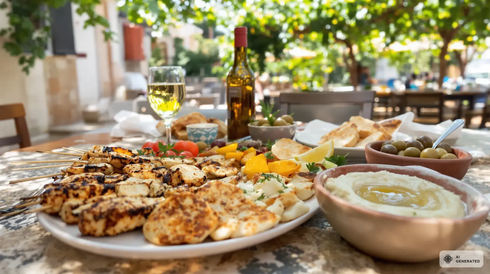 Zypriotische Spezialitäten: Die Küche Zyperns 2 Zypriotische Spezialitäten - traditionelle Meze mit Halloumi und Souvlaki